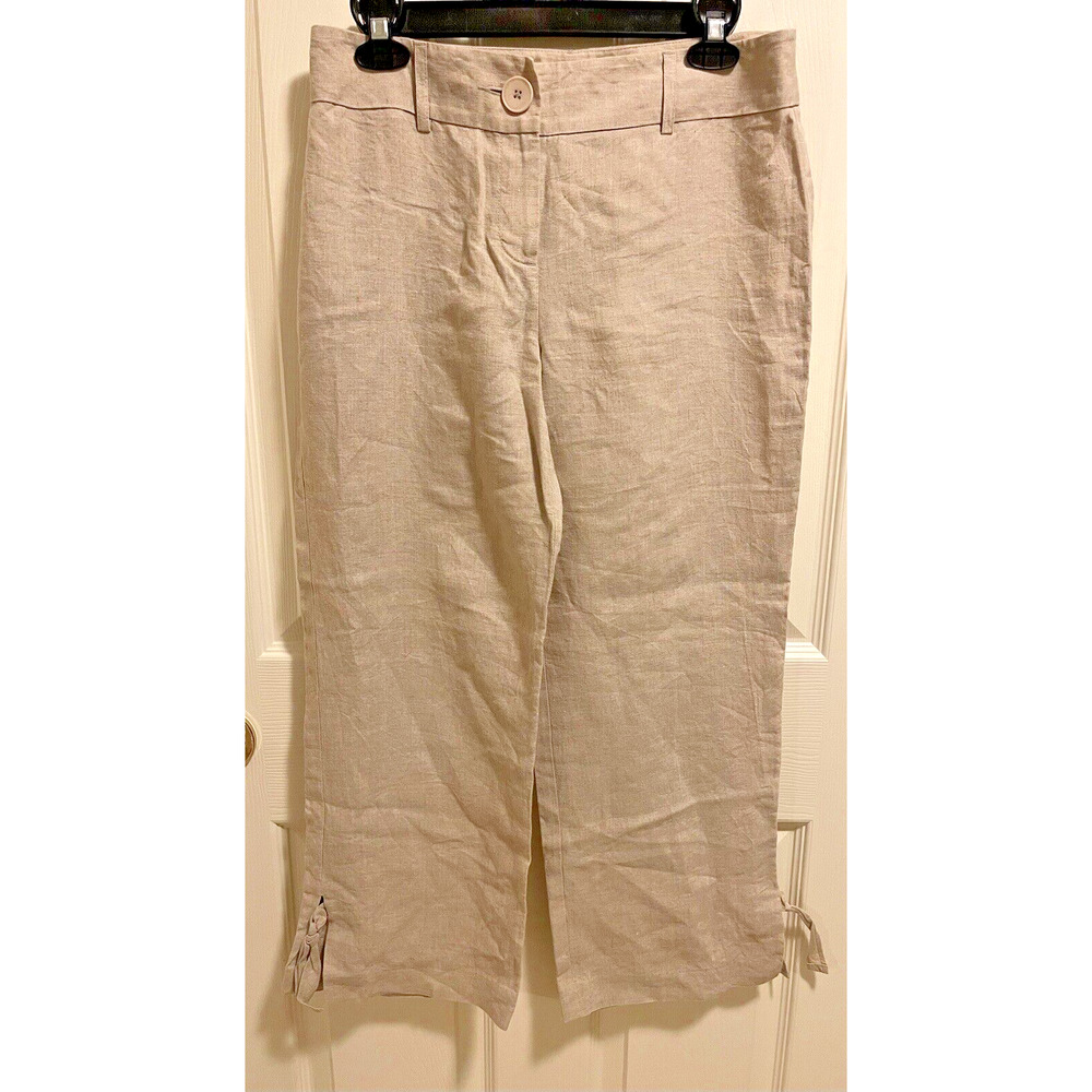 Ann Taylor LOFT Womens Ann Pants Sz 4 Linen Wide Leg Mid Rise 25" Inseam